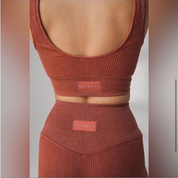 Balance vitality channel ribbed leggings high rise waist rust small s - Picture 1 of 9